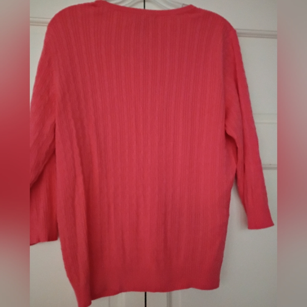 Karen Scott Women's Coral 🪸 Button-Up Sweater - Picture 4 of 4